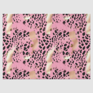 Papel De Seda Chic Glam Dourado Leopardo Preto Rosa Rosa