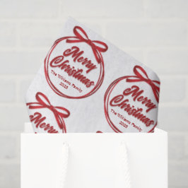 Papel De Seda Chic Merry Christmas Script Red Ribbon Bow