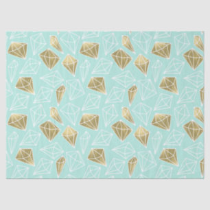 Papel De Seda Chic Mint e Dourados Diamantes
