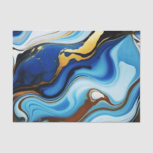Papel De Seda Chic Pastel Blue Gold Faux Marble
