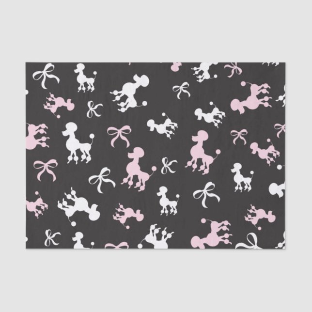 Papel De Seda Chic Poodles Rosa e Preto (Frente )