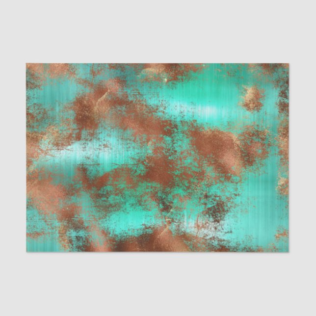Papel De Seda Chic Teal Copper Boho (Frente )