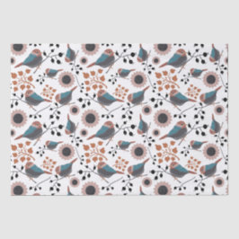 Papel De Seda Chickadee Floral Pattern Mauve Blue Rust