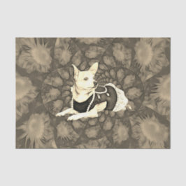 Papel De Seda Chihuahua Floral Vintage Sepia Decoupage Dog Art