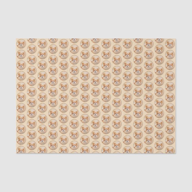 Papel De Seda Chihuahua Pintura De Cachorro De Cabelo Longo (Frente )