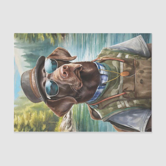 Papel De Seda Chillax e saia, Pescador de Chocolate Lab (Frente )