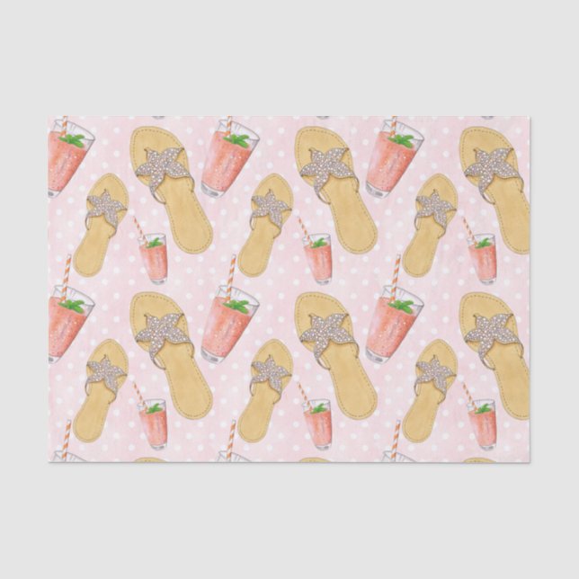 Papel De Seda Chinelo Rosa Brilho Tropical (Frente )