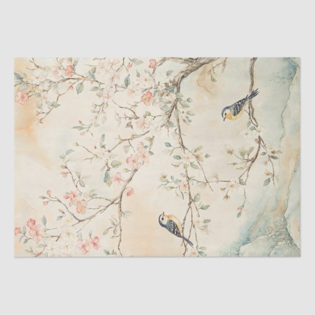 Papel De Seda Chinoiserie Birds and Blossoms (Frente )