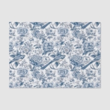 Chinoiserie Blue Peony Floral Disoupage