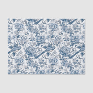 Papel De Seda Chinoiserie Blue Peony Floral Disoupage