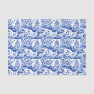 Papel De Seda Chinoiserie Blue & White Pagodas