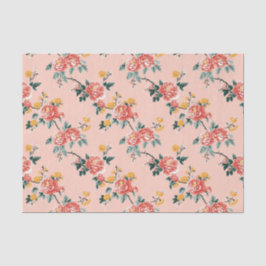 Papel De Seda Chinoiserie cor-de-rosa pálido Floral