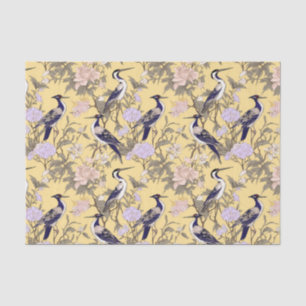 Papel De Seda Chinoiserie Egret Floral Amarelo