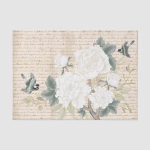 Papel De Seda Chinoiserie Floral Birds Antiga Decoupage