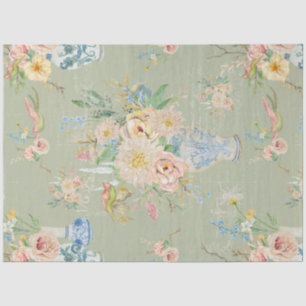 Papel De Seda Chinoiserie Floral Vases Peony Flower Decoupage