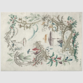 Papel De Seda Chinoiserie Garden Vintage Jean-Baptiste Pillement