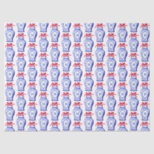 Papel De Seda Chinoiserie Ginger Jar Monograma Arco vermelho