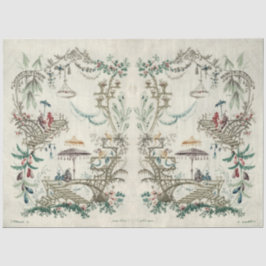 Papel De Seda Chinoiserie Jean-Baptiste Pillement Vintage Art