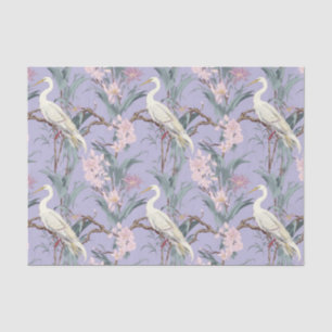 Papel De Seda Chinoiserie Lavanda Floral Egret