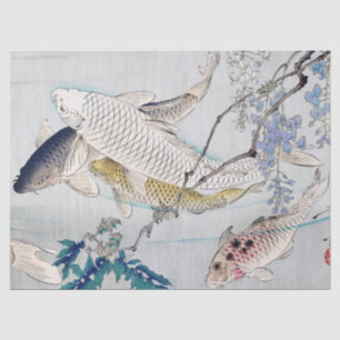 Papel De Seda Chinoiserie Peixes Koi e Impressão de Wistéria Rox