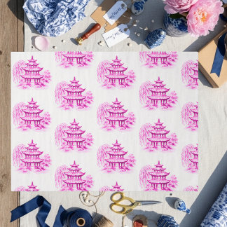 Papel De Seda Chinoiserie Pink Willow Pagoda