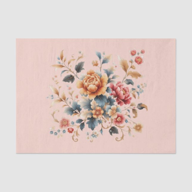 Papel De Seda Chinoiserie Rica Floral  (Frente )