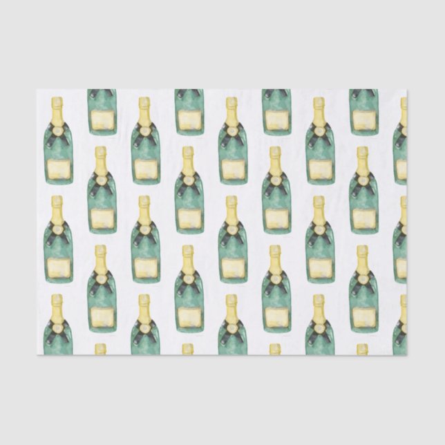 Papel De Seda Chinoiserie Watercolor Wine Champagne botija (Frente )