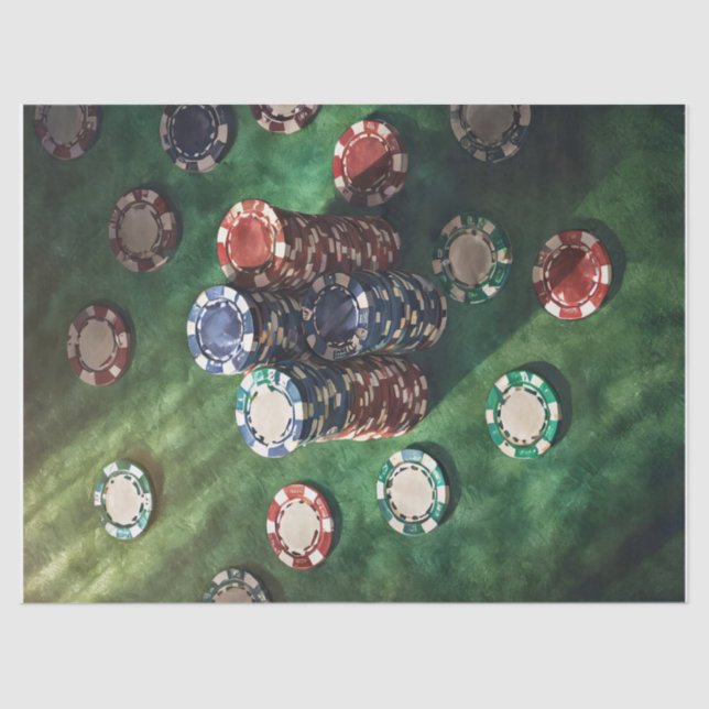 Papel De Seda Chips de pôquer empilhados em felt, jogos (Frente )