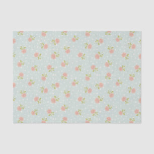 Papel De Seda chique azul pálido bolinhas branco cor-de-rosa