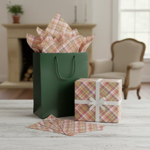 Papel De Seda Chique Cor-de-rosa Cor-de-laranja Verde Gingham Br