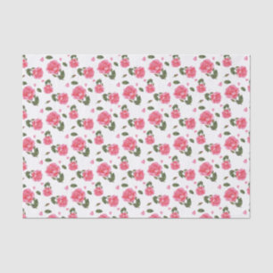 Papel De Seda chique de Watercolor Rosa Rosa Floral Design