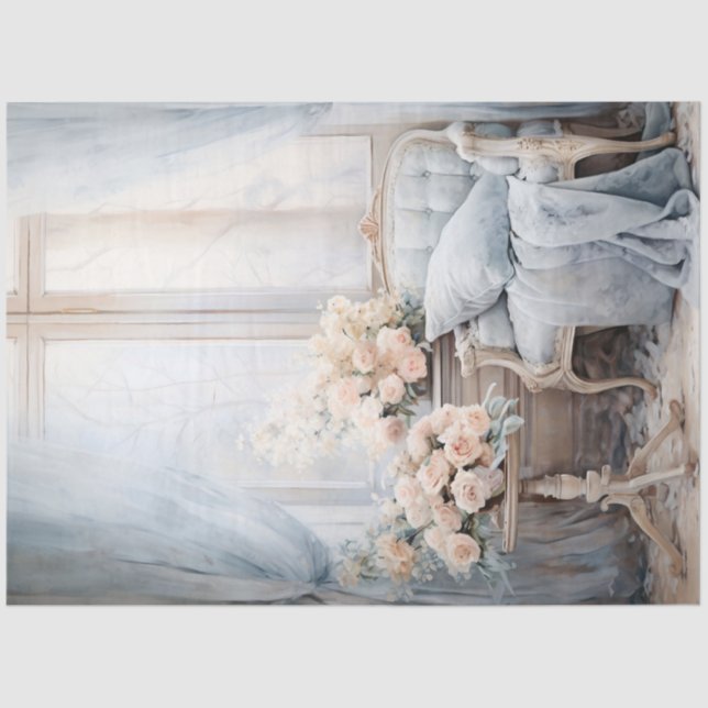 Papel De Seda Chique elegante, sofá e flores (Frente )