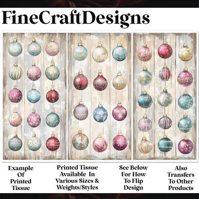 Papel De Seda Chique Festivo Bauble Ornament AN1 Decoupage (Criador carregado)