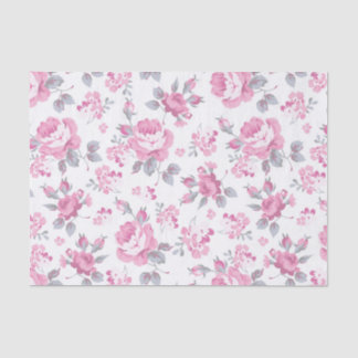 Papel De Seda chique floral, padrão rosa, rosas pálidos, branco,