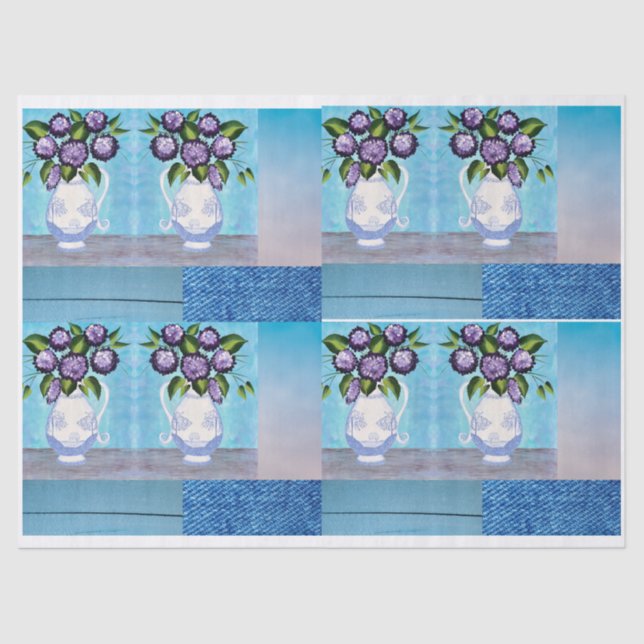 Papel De Seda Chique Floral Vase Tissue Paper for DIY (Papel de  (Frente )