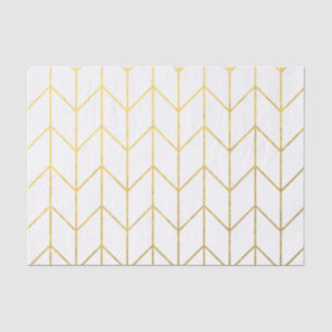 Papel De Seda Chique moderno do fundo branco Dourado de Chevron