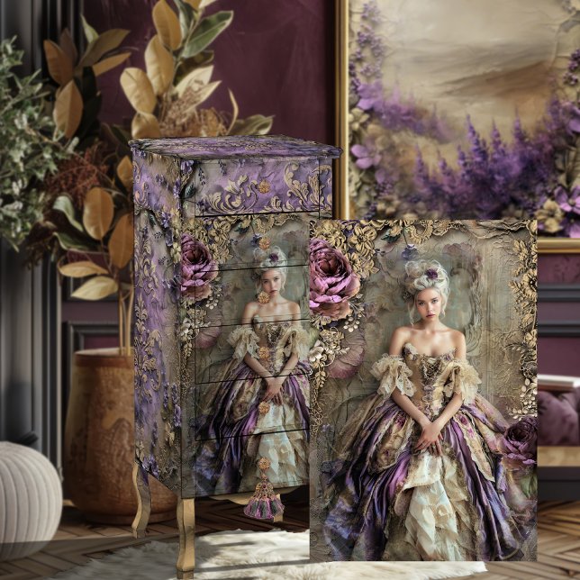 Papel De Seda Chique Romântico francês Mary Antoinette (Romantic French Mary Antoinette Era Bouffant Fashion Portrait Vintage Shabby Chic Tattered decoupage)