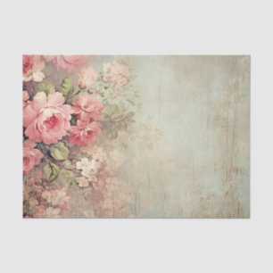 Papel De Seda Chique Vintage Blush Rosas Florais