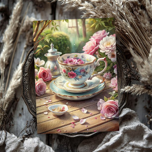 Papel De Seda Chique Vintage - Copo inglês com rosas de chá