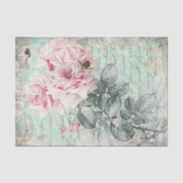 Papel De Seda Chique Vintage Francês Rosa Floral