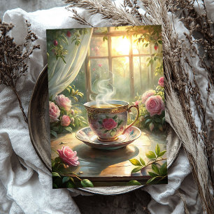 Papel De Seda Chique Vintage rosas de chá em inglês