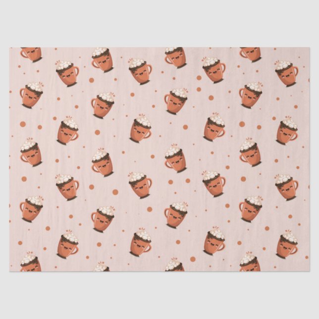 Papel De Seda Chocolate Quente Aconchegante - Padrão de Caneca F (Frente )