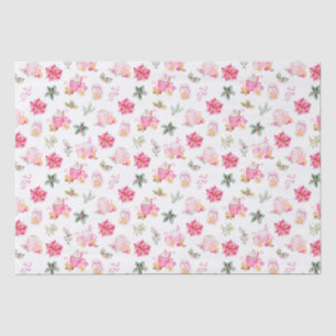 Papel De Seda Chocolate Quente de Natal e Poinsettias Rosas
