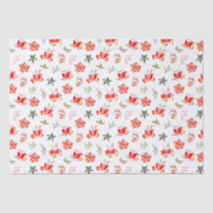 Papel De Seda Chocolate Quente de Natal e Poinsettias Vermelhas