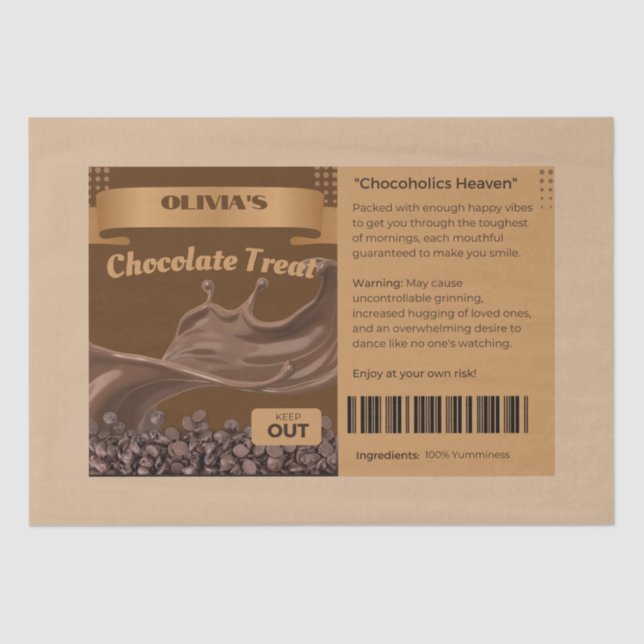 Papel De Seda Chocolates FUNNY Chamados de Chocolate Treats Good (Frente )
