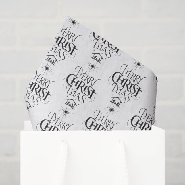 Papel De Seda Christian Callirgaphy Felry Natal Jesus Chalk (Sacola de presentes)