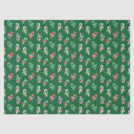 Papel De Seda Christmas Candy Canes with Bows - Green