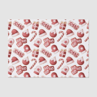 Papel De Seda Christmas Cookie Mitten Santa Hat Candycane Patter
