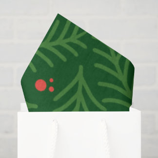 Papel De Seda Christmas Greenery Berries Artisan Modern Holiday