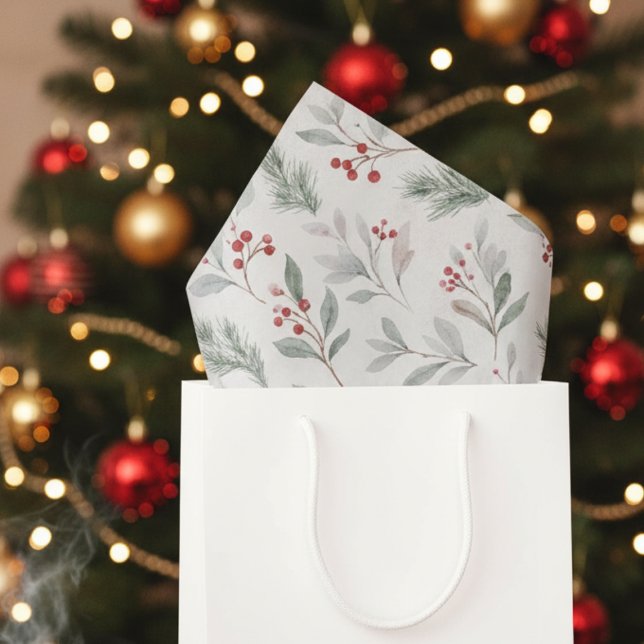 Papel De Seda Christmas Holly Tissue Paper-Elegant Holiday (Holiday gift wrap tissue paper)